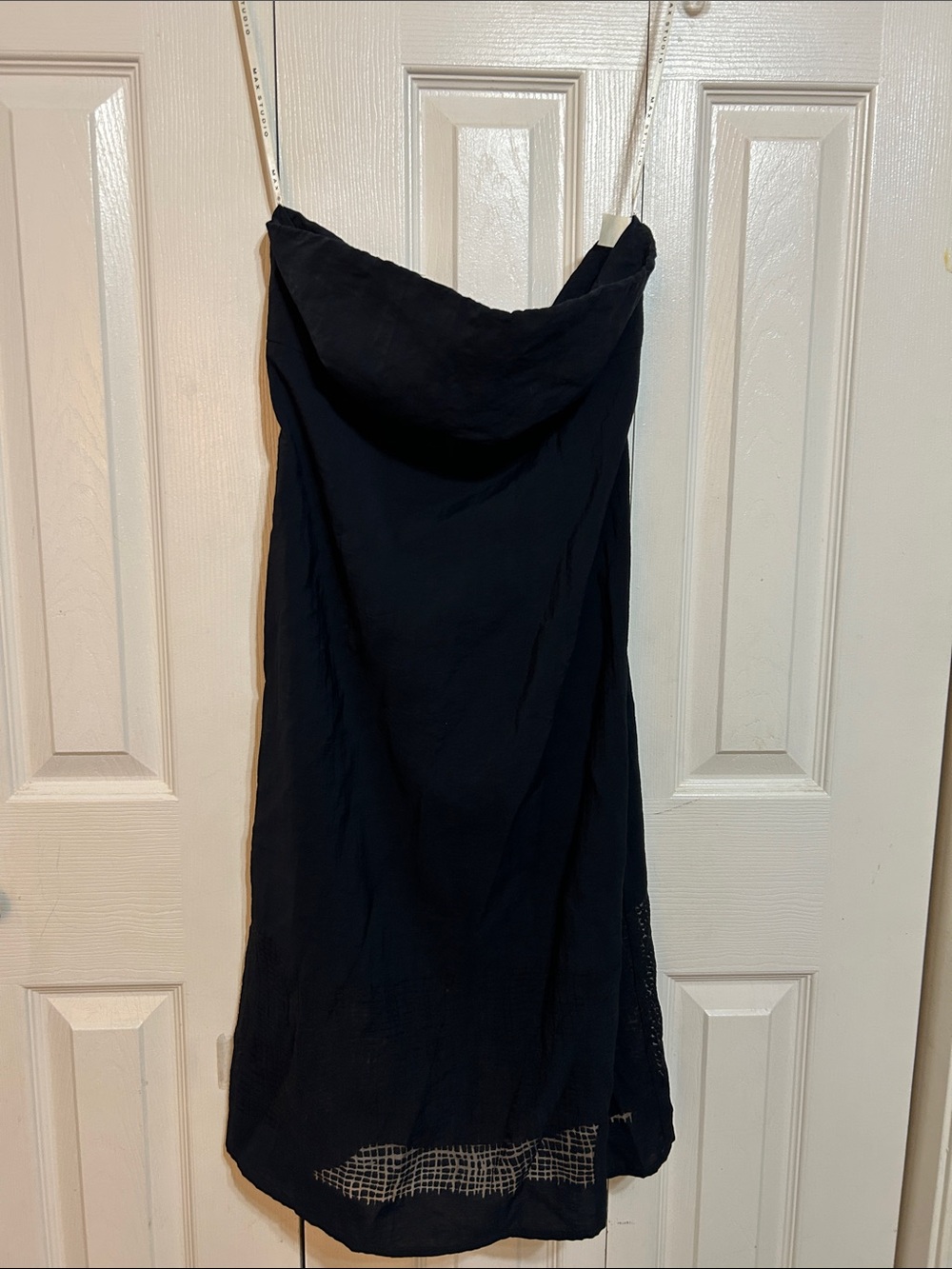 Max Studio Strapless Black Slip Dress with Cowl Neckline